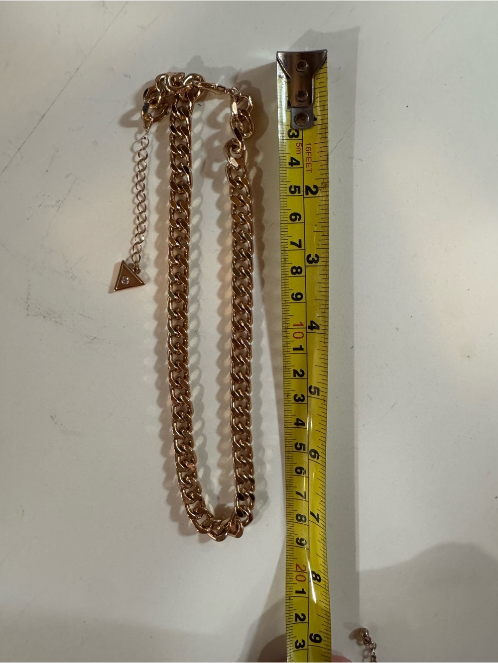 Guess Rose Gold Chain Necklace with Triangle Logo Charm